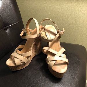 Tan strappy wedges